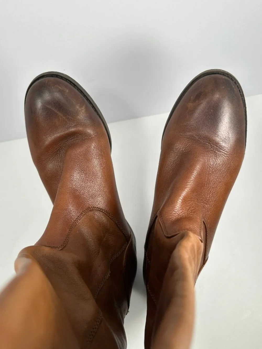 Arturo Chiang Cognac Brown Tall Leather Boots - 10M